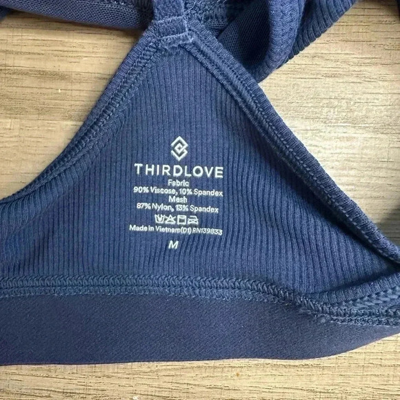 Third Love Wonder Rib Triangle Bralette navy size medium - Picture 4 of 4